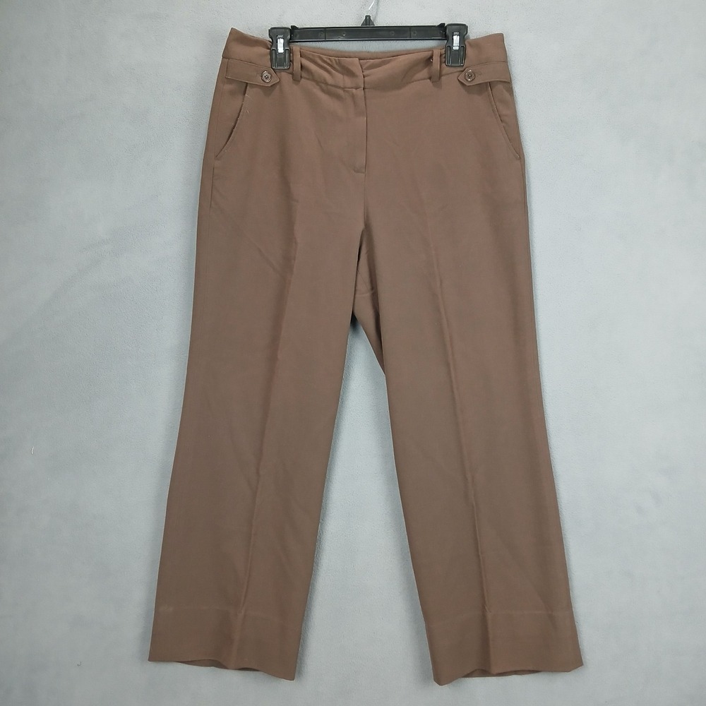 Larry Levine Petite Stretch Dress Pant Womens 12P‎ Brown Career Formal Relaxed
